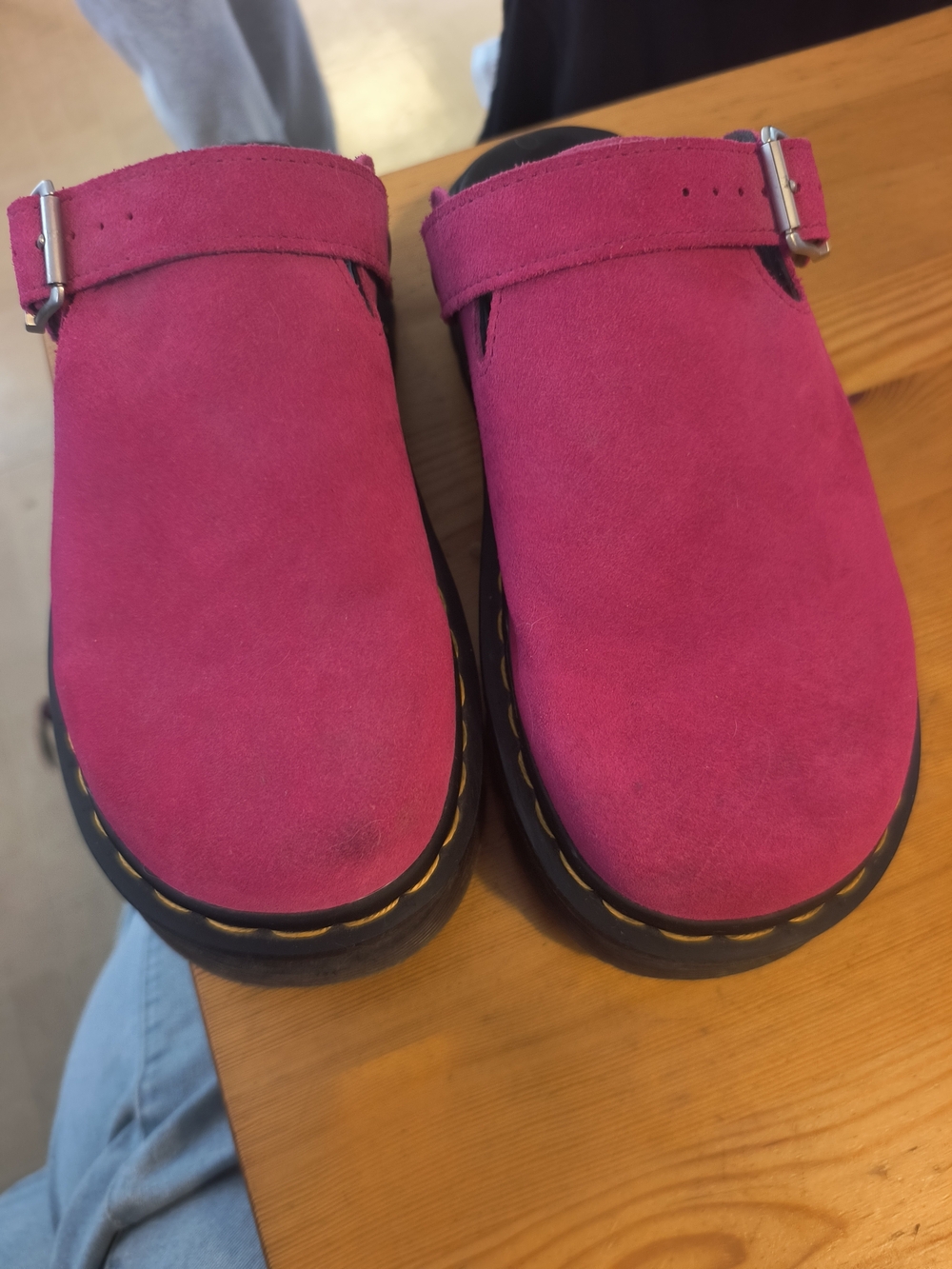 Dr. Martens Women's Fuchsia Suede Buckle Clog - Picture 6 of 7